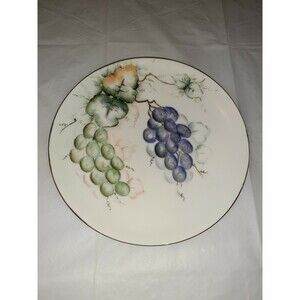 Vtg Haviland France 7.5 Inch Plate Handpainted Grapes Gold Trim